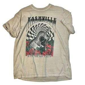 Altar'd State Nashville Music‎ City Graphic T Shirt Womens XL Tan